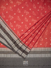 Madder Black Hiran Sunya Natural Dyed Cotton Ikat Saree