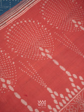 Indigo Blue Red Jotai Natural Dyed Cotton Ikat Saree