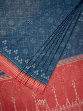 Indigo Blue Red Jotai Natural Dyed Cotton Ikat Saree