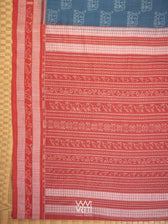 Indigo Blue Madder Hathi Natural Dyed Cotton Ikat Saree