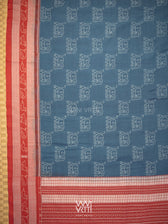 Indigo Blue Madder Hathi Natural Dyed Cotton Ikat Saree