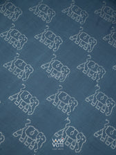 Indigo Blue Madder Hathi Natural Dyed Cotton Ikat Saree