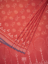 Manjistha Red Matsya Jotai  Natural Dyed Cotton Ikat Saree