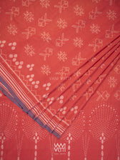 Manjistha Red Matsya Jotai  Natural Dyed Cotton Ikat Saree