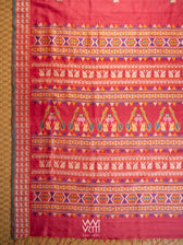 Watermelon Red Veena Pani Lata Master Weave Exclusive Handspun Tussar Silk Saree