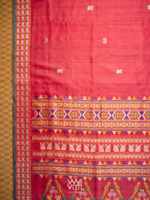 Watermelon Red Veena Pani Lata Master Weave Exclusive Handspun Tussar Silk Saree