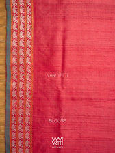 Watermelon Red Veena Pani Lata Master Weave Exclusive Handspun Tussar Silk Saree