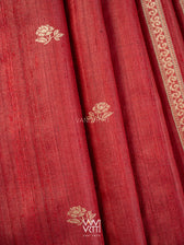 Ruby Red Gulab Jaal Master Weave Exclusive Handspun Tussar Silk Saree