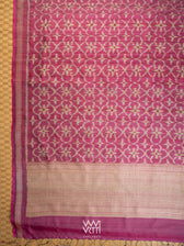 Deep Pink Chrysanthemum Master Weave Designer Handspun Ikat Tussar Silk Saree