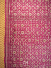 Deep Pink Chrysanthemum Master Weave Designer Handspun Ikat Tussar Silk Saree