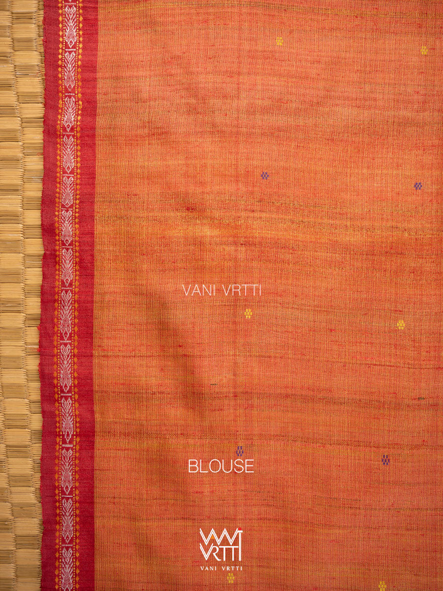 Yellow Red Purple Matsya Aarush Handspun Tussar Silk Saree