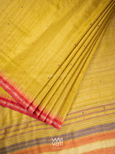 Yellow Red Purple Matsya Aarush Handspun Tussar Silk Saree