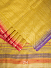 Yellow Red Purple Matsya Aarush Handspun Tussar Silk Saree