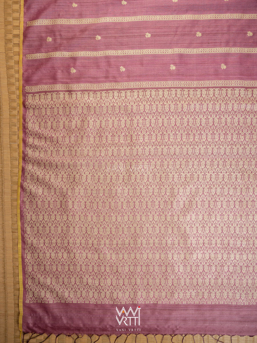 Onion Pink Gulab Jaal Master Weave Exclusive Handspun Tussar Silk Saree