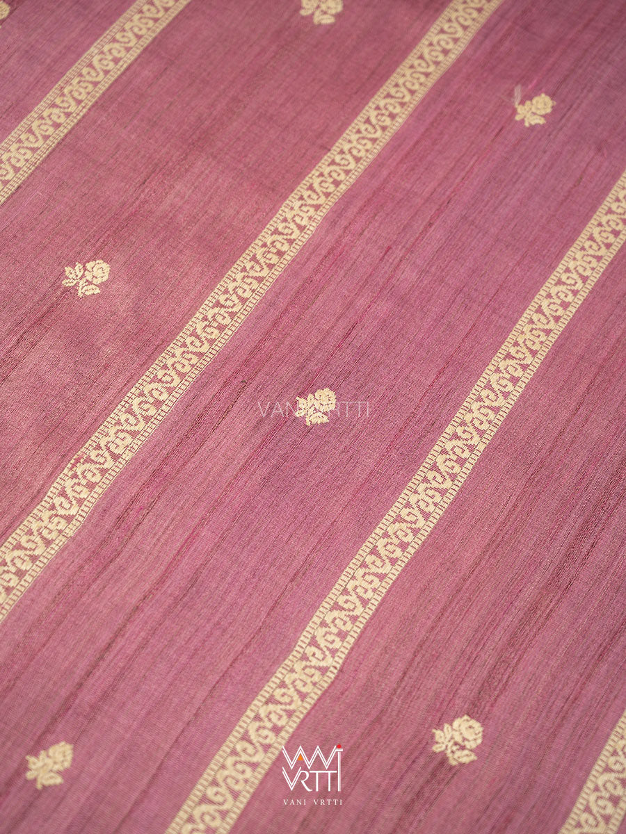 Onion Pink Gulab Jaal Master Weave Exclusive Handspun Tussar Silk Saree