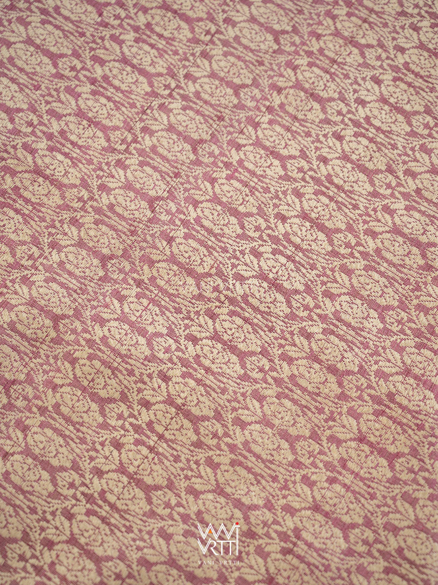 Onion Pink Gulab Jaal Master Weave Exclusive Handspun Tussar Silk Saree