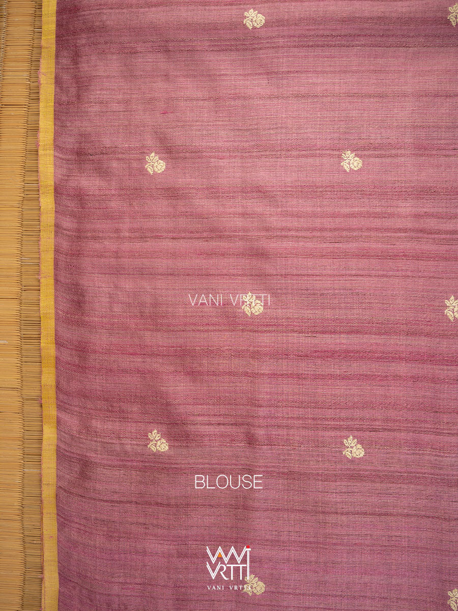 Onion Pink Gulab Jaal Master Weave Exclusive Handspun Tussar Silk Saree