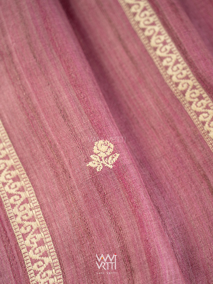Onion Pink Gulab Jaal Master Weave Exclusive Handspun Tussar Silk Saree