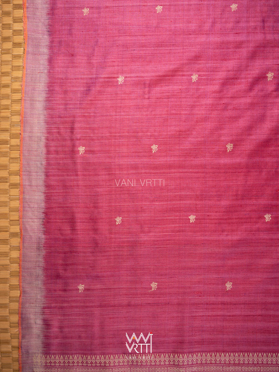 Raspberry Pink Nabh Butterfly Handspun Tussar Silk Saree