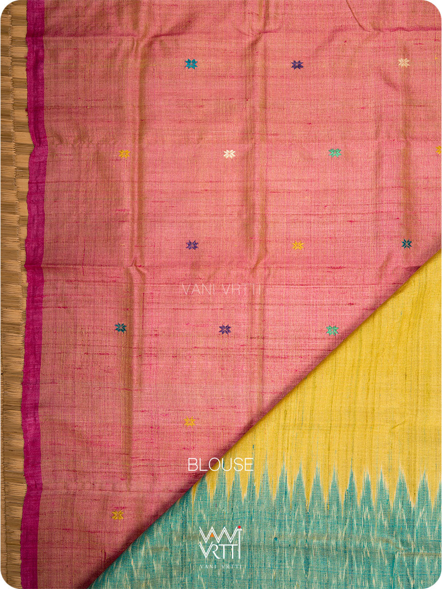 Banana Leaf Green Anjana Handspun Tussar Silk Saree