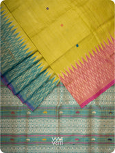 Banana Leaf Green Anjana Handspun Tussar Silk Saree