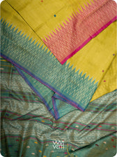 Banana Leaf Green Anjana Handspun Tussar Silk Saree