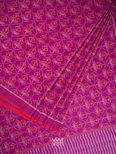 Plum Pink Laal Jaba Single Ikat Fine Cotton Saree