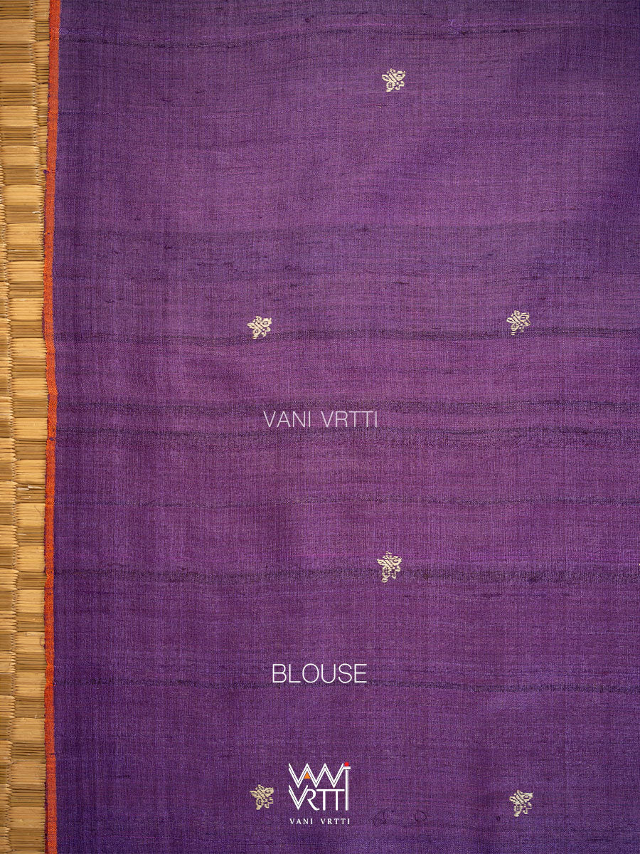 Deep Red Violet Nabh Butterfly Handspun Tussar Silk Saree