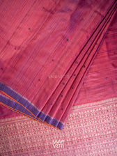 Deep Red Violet Nabh Butterfly Handspun Tussar Silk Saree