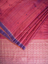 Deep Red Violet Nabh Butterfly Handspun Tussar Silk Saree