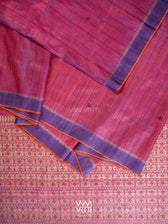 Deep Red Violet Nabh Butterfly Handspun Tussar Silk Saree
