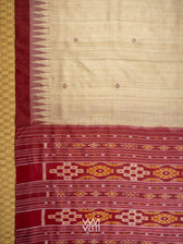 Off White Coffee Ikat Traditional Gopalpur Handspun Tussar Silk Saree