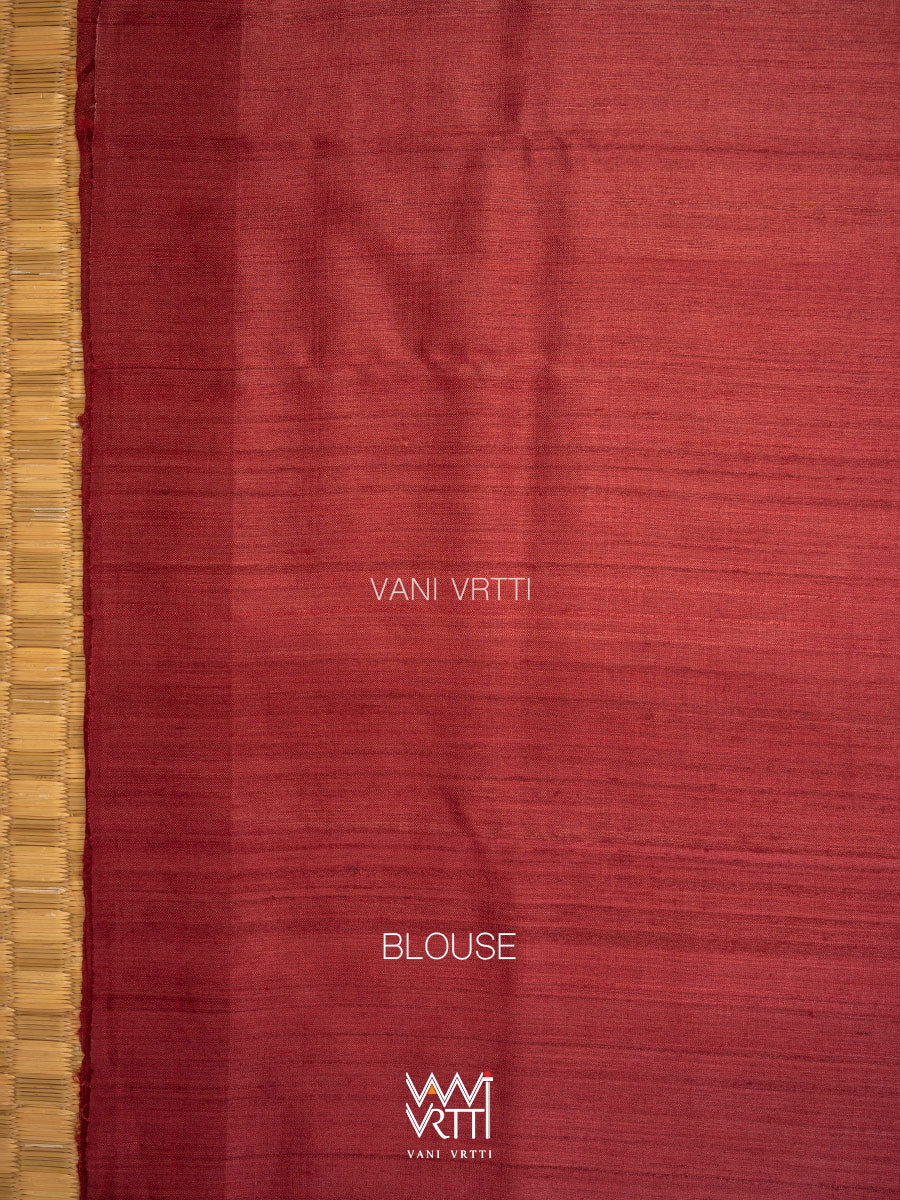 Off White Coffee Ikat Traditional Gopalpur Handspun Tussar Silk Saree