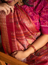 Orange Pink  Nightingale Master Weave Exclusive Handspun Tussar Silk Saree