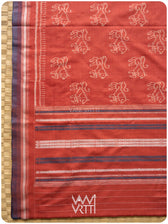 Manjistha Red Singha Lion Natural Dyed Cotton Ikat Saree