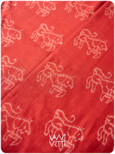 Manjistha Red Singha Lion Natural Dyed Cotton Ikat Saree