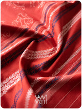 Manjistha Red Singha Lion Natural Dyed Cotton Ikat Saree
