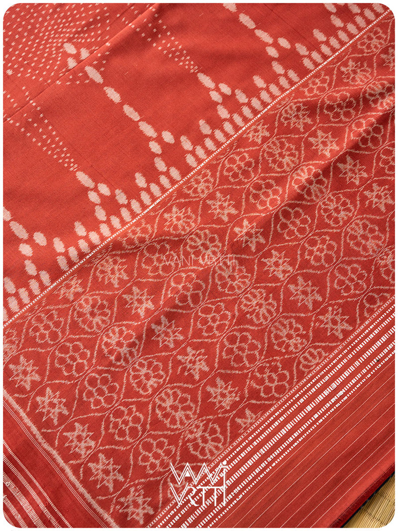 Indigo Red Revival Jotai Natural Dyed Cotton Ikat Saree