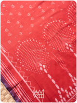 Manjistha Red Lotus Natural Dyed Cotton Ikat Saree