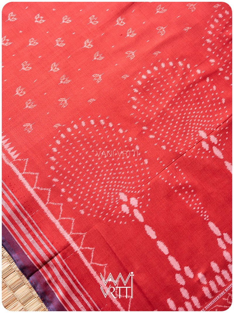 Manjistha Red Lotus Natural Dyed Cotton Ikat Saree