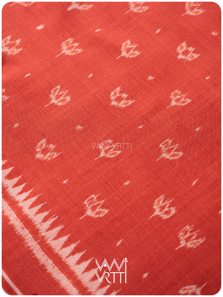 Manjistha Red Lotus Natural Dyed Cotton Ikat Saree
