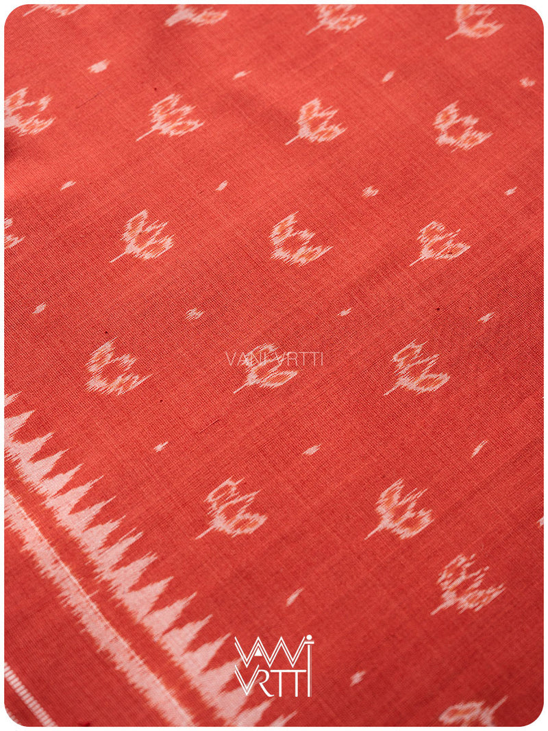 Manjistha Red Lotus Natural Dyed Cotton Ikat Saree