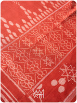 Manjistha Red Lotus Natural Dyed Cotton Ikat Saree