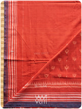 Manjistha Red Lotus Natural Dyed Cotton Ikat Saree