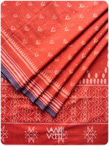 Manjistha Red Lotus Natural Dyed Cotton Ikat Saree