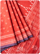 Manjistha Red Lotus Natural Dyed Cotton Ikat Saree