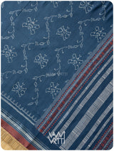 Indigo Butterfly Natural Dyed Cotton Ikat Saree