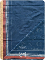 Indigo Butterfly Natural Dyed Cotton Ikat Saree