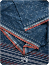 Indigo Butterfly Natural Dyed Cotton Ikat Saree