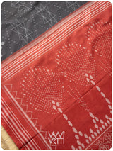 Black Red Jotai Natural Dyed Cotton Ikat Saree